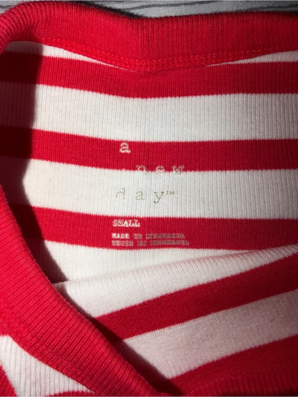 a new day Red & White Striped Ribbed Tank Top